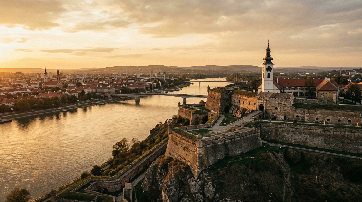 Petrovaradin Fortress overlooking the Danube river in Novi Sad